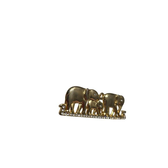 Vintage Gold Tone Elephant Family Pinback Brooch - Picture 5 of 9